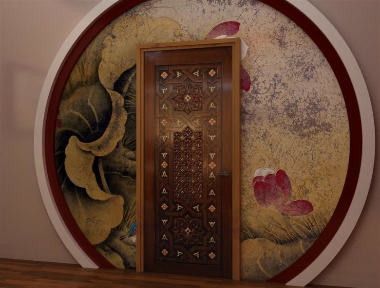 Pintu Jati teak door geomatric roswood