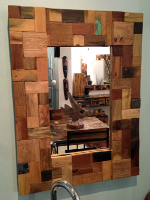 Boat wood mirror